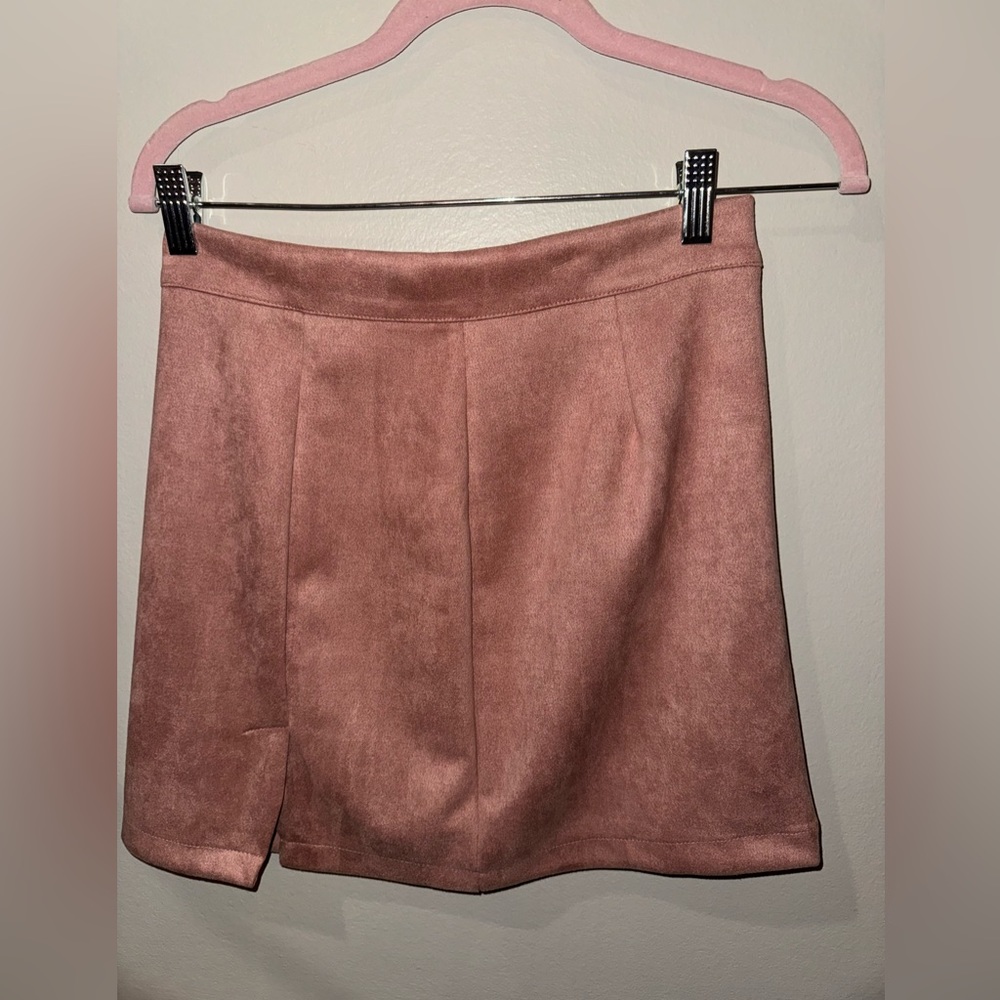Pink suede skirt
